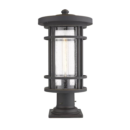 Z-Lite Jordan 1 Light Outdoor Pier Mounted Fixture, Oil Rubbed Bronze And Clear Seedy 570PHB-533PM-ORB